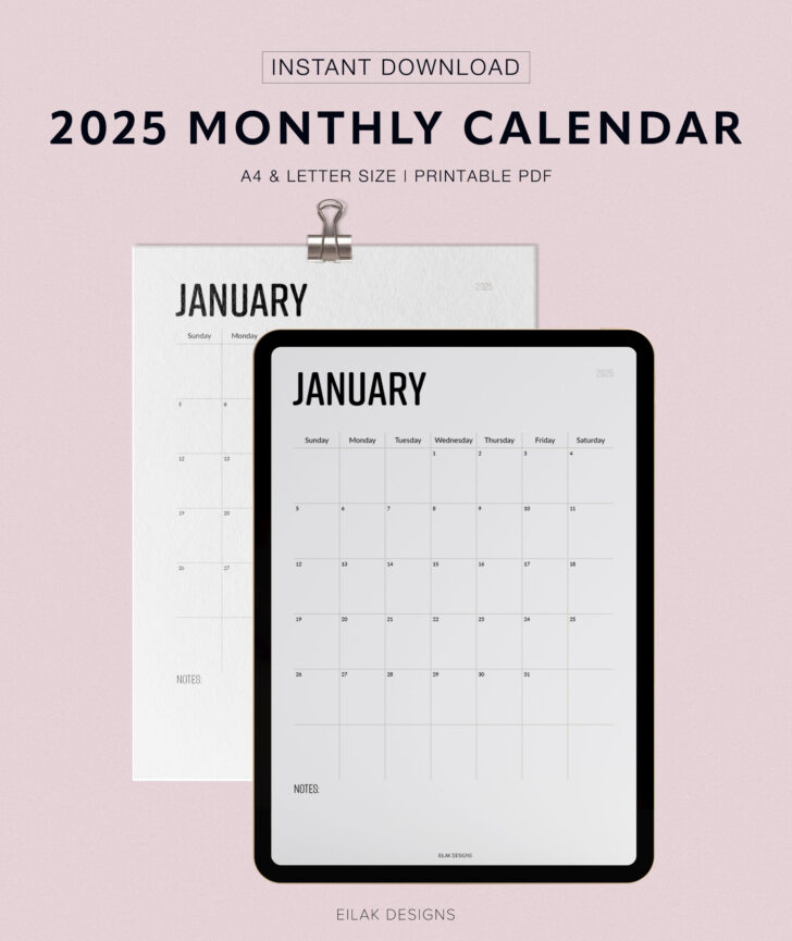 Free Printable Calendar 2025 Waterproof