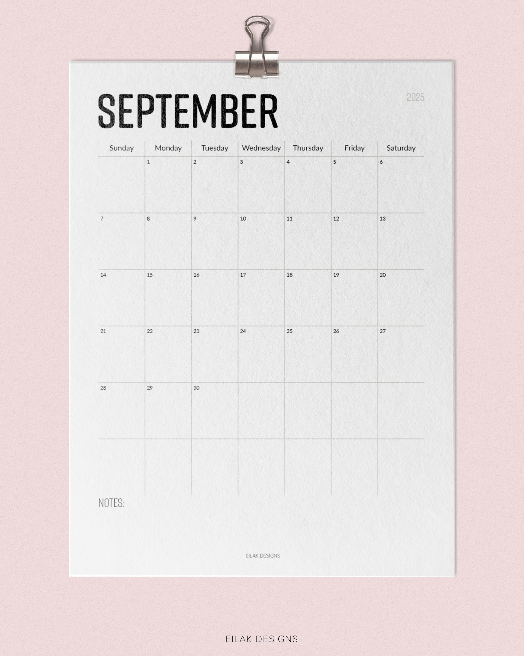 2025 Monthly Calendar Minimalistic | Digital Download - Printable Calendar 2025 Waterproof