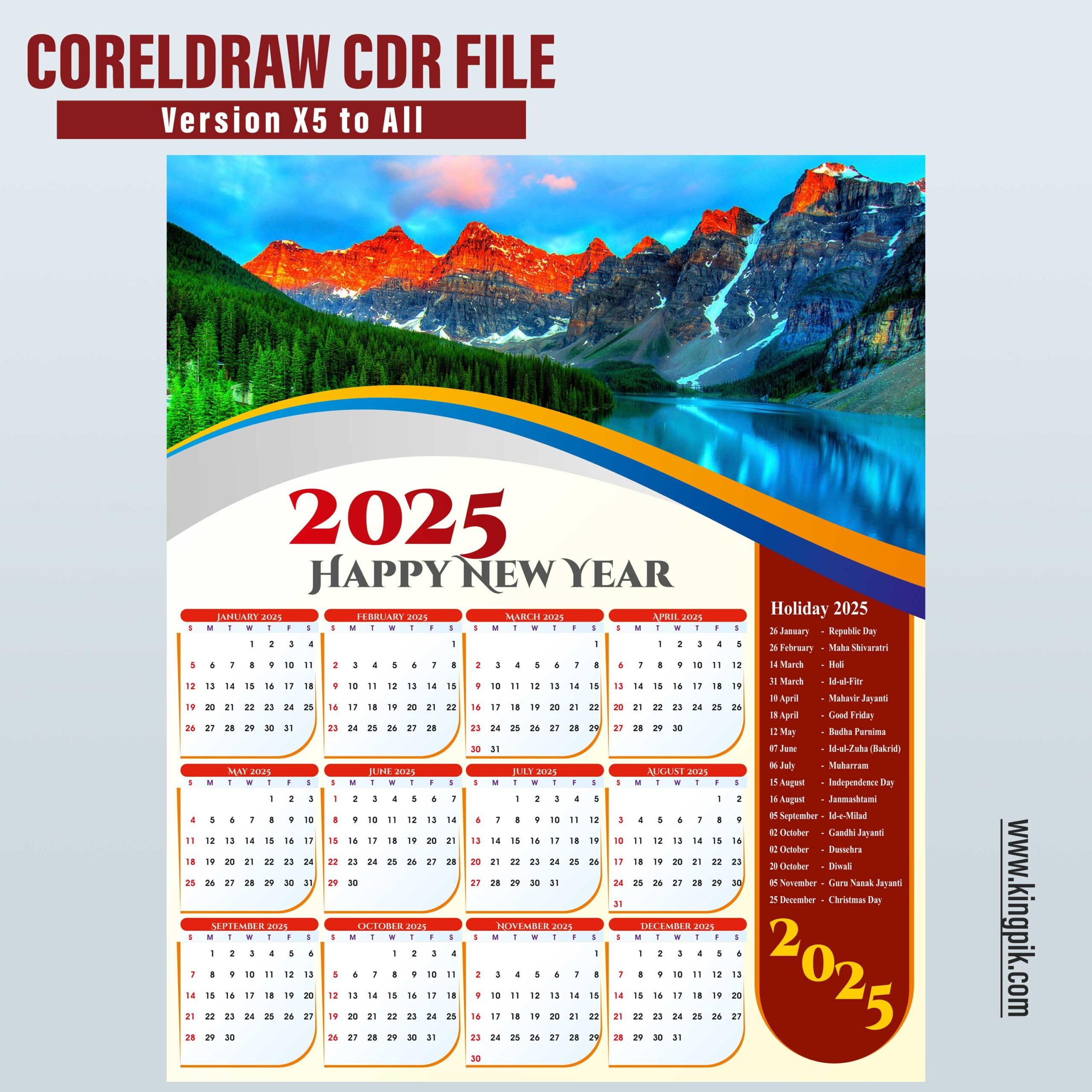 2025 New Calendar Design Cdr File - Printable Calendar 2025 Cdr