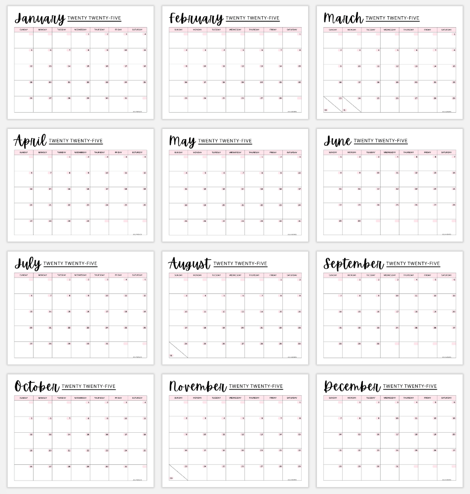 2025 Pink Calendar Printable (Cute &amp;amp; Free!) - Jellymemos - Printable Calendar 2025 Girly