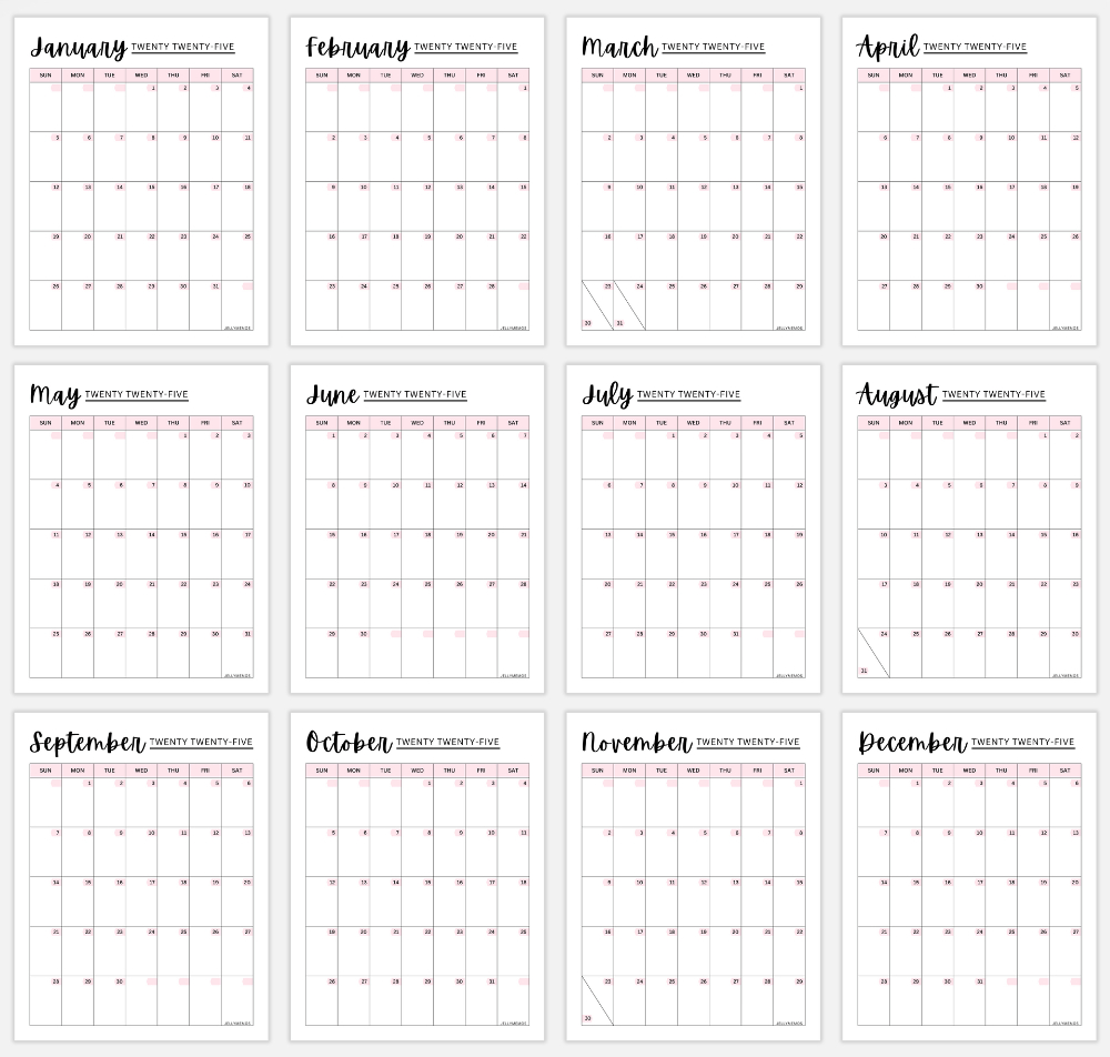 2025 Pink Calendar Printable (Cute &amp;amp; Free!) - Jellymemos - Printable Calendar 2025 Pink
