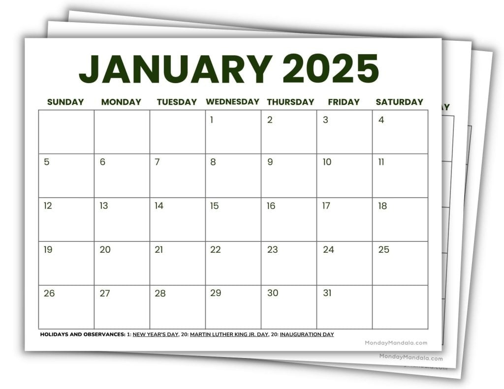 2025 Printable Calendars (56 Free Pdf Printables) - 2025 Calendar Printable Free Download
