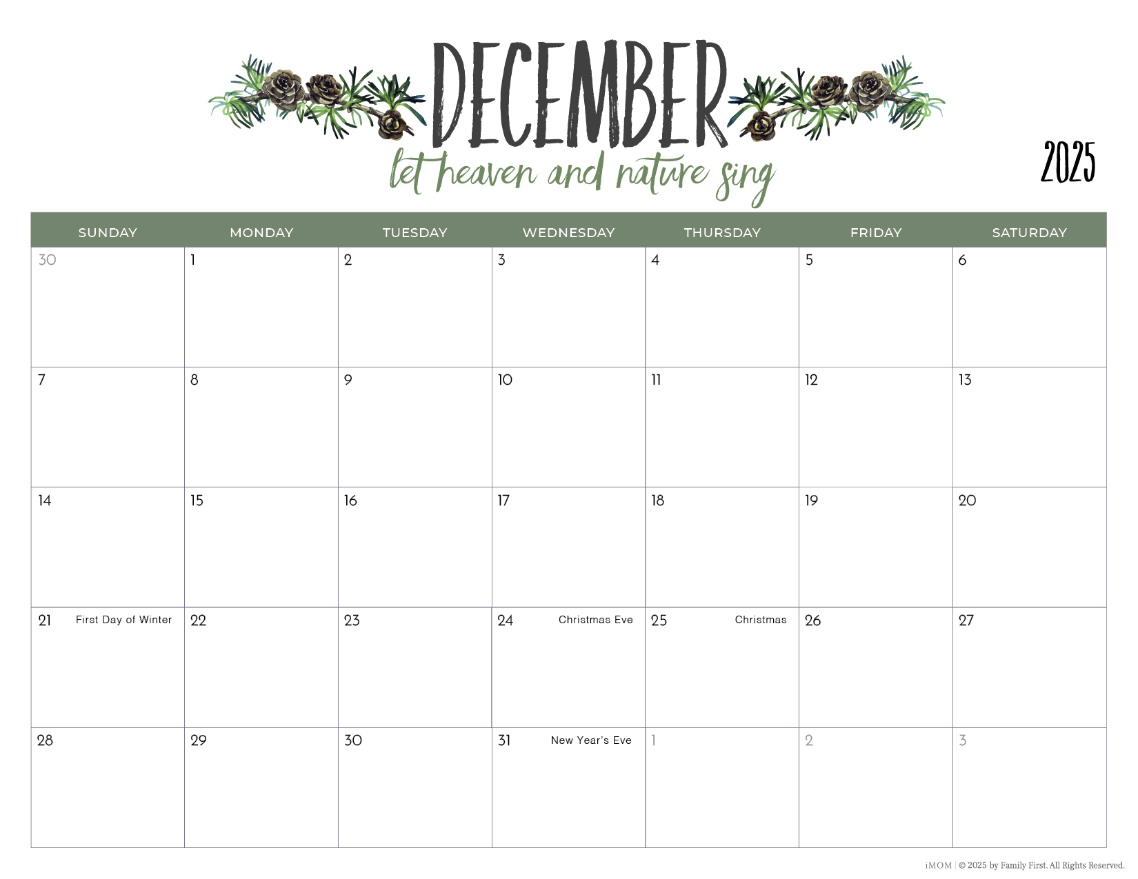 2025 Printable Calendars2025 Printable Calendars For Moms - Imom - Free Printable Calendar 2025 Family First