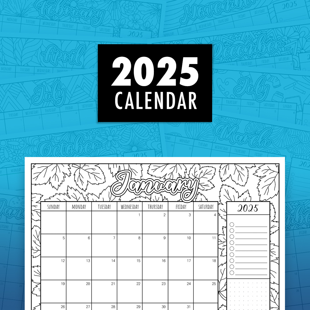 2025 Printable Colouring Calendar – Creative &amp;amp; Organised Fun - Free Printable Coloring Calendar 2025 For Adults