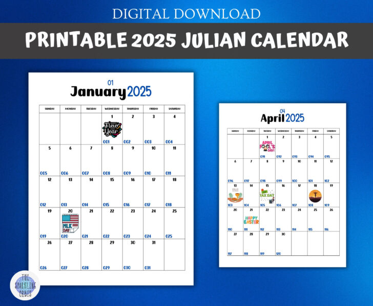 Printable Calendar 2025 with Julian Date