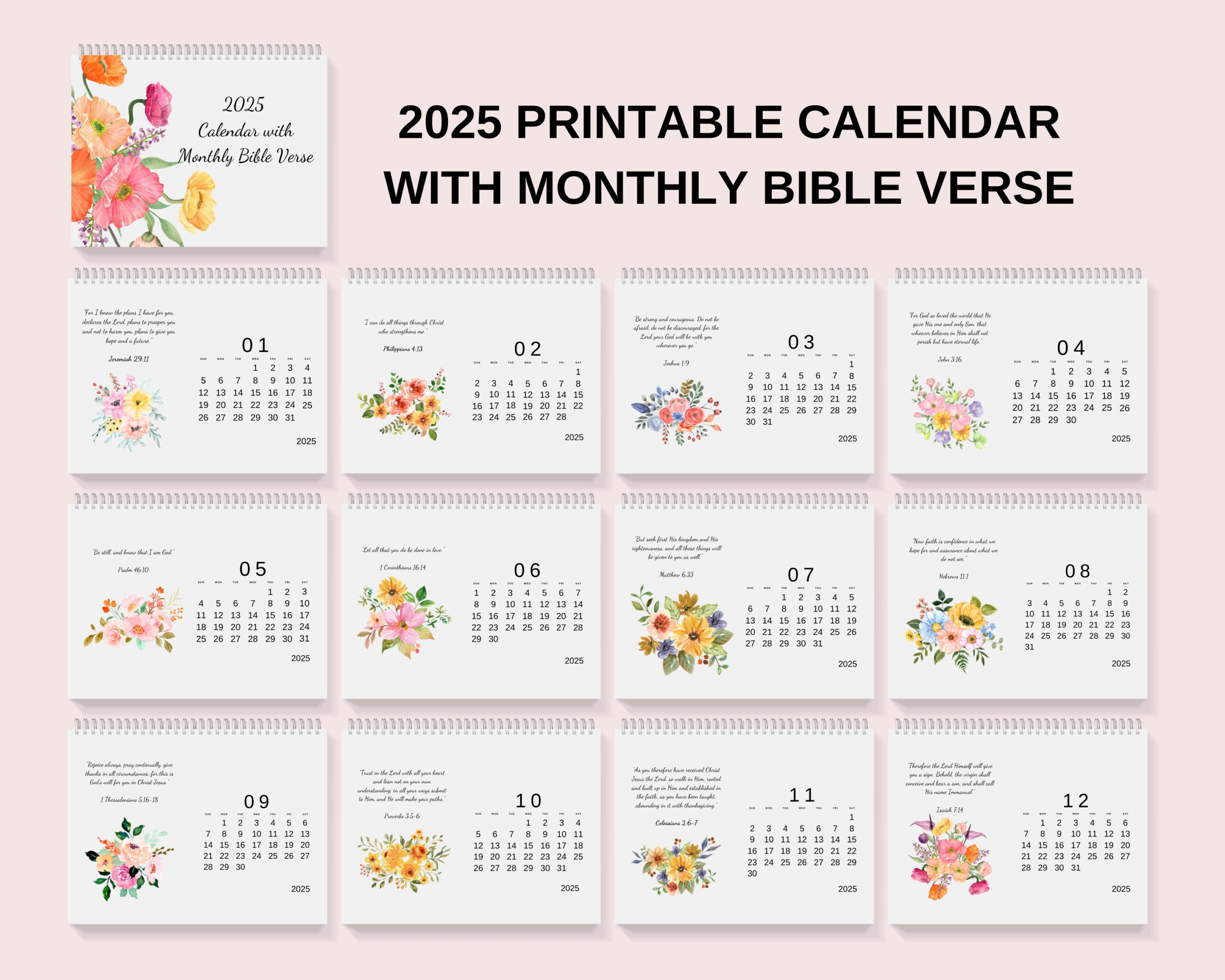 2025 Printable Monthly Calendar With Bible Verse And Watercolor - July 2025 Calender Printable With Scripture