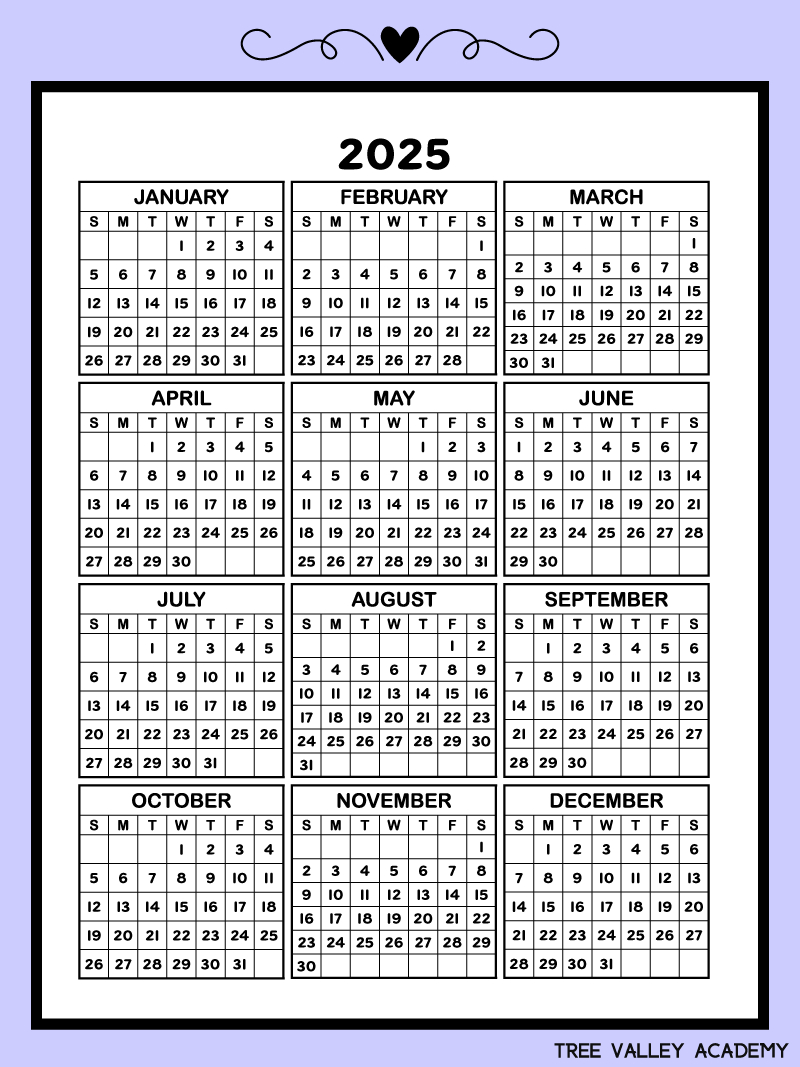 2025 Printable One Page Calendar &amp;amp; Kids Calendar Worksheets - Printable Calendar 2025 All On One Page
