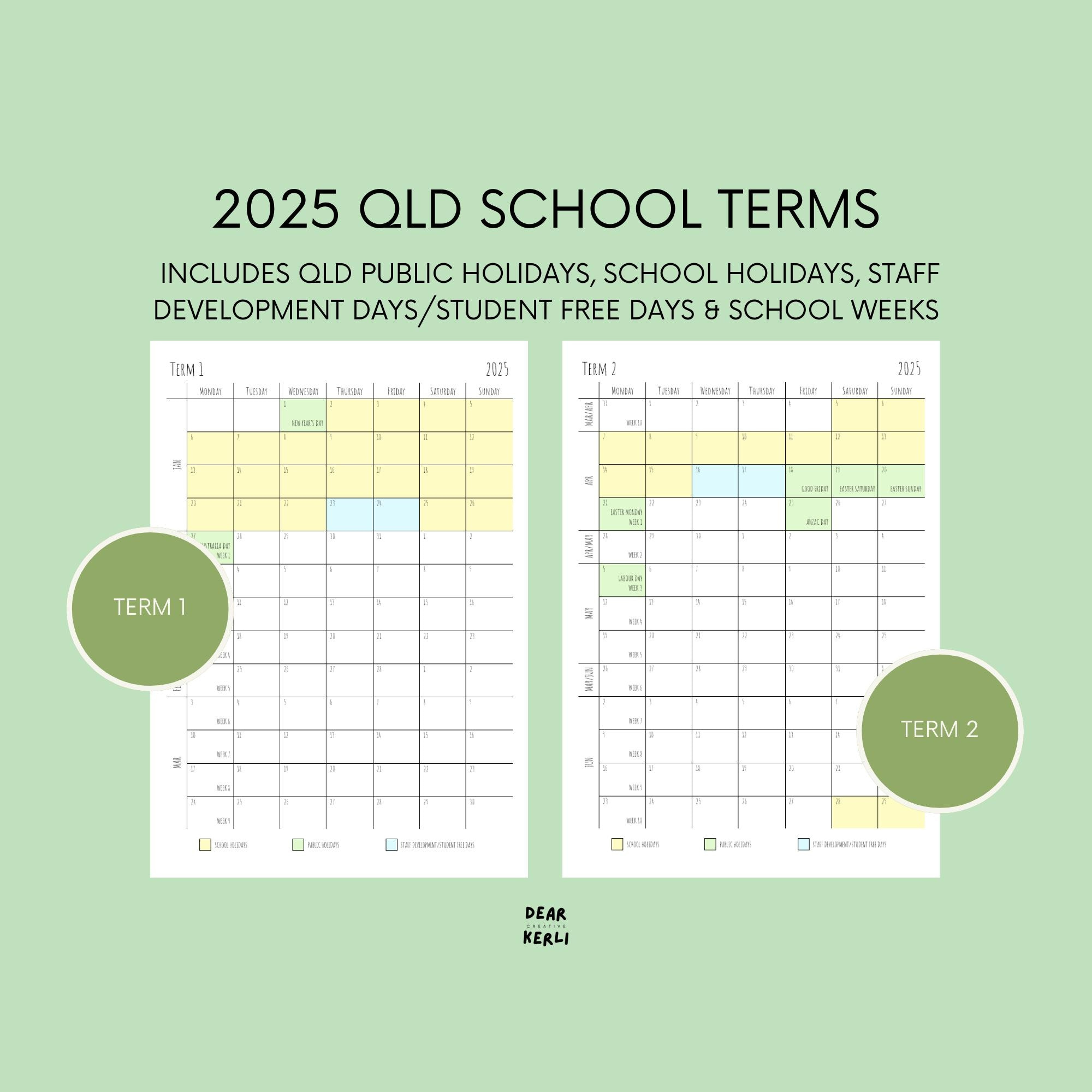 2025 Qld School Calendar Termterm Calendar Portrait School - 2025 School Calendar Qld Printable