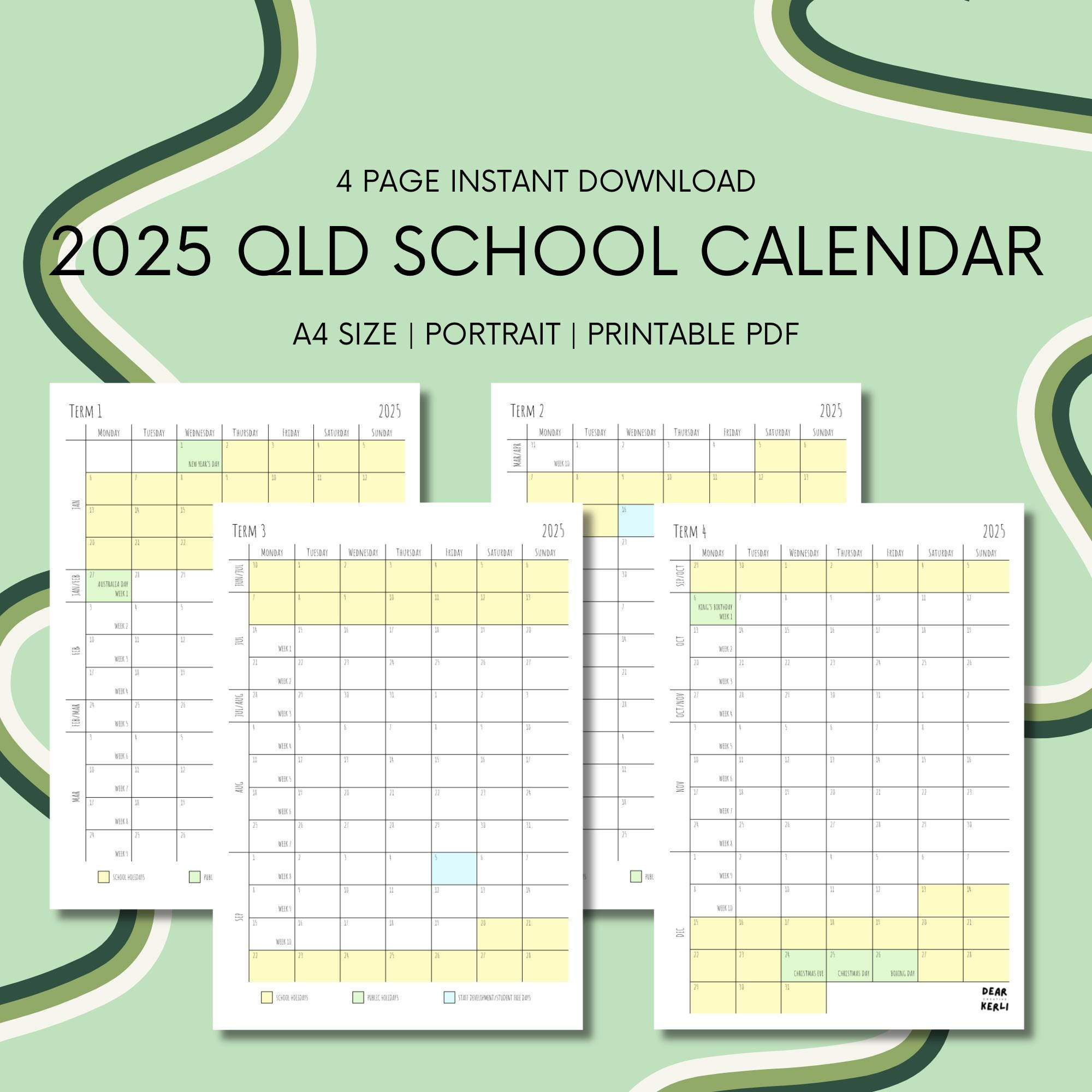 2025 Qld School Calendar Termterm Calendar Portrait School - Printable Calendar 2025 Queensland