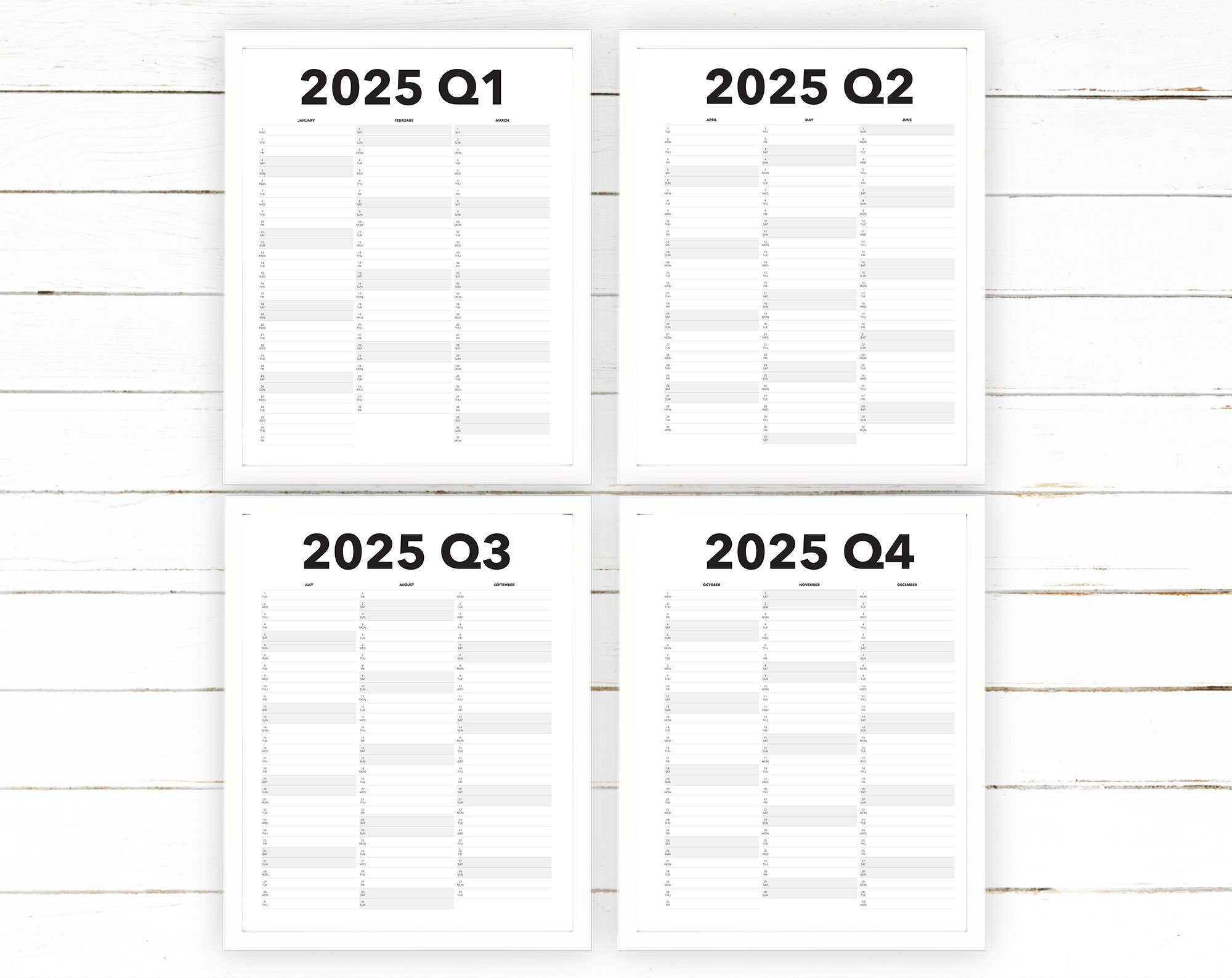 2025 Quarterly Calendar Printable - Blank Dated Quarterly Year - Printable Calendar 2025 Q1