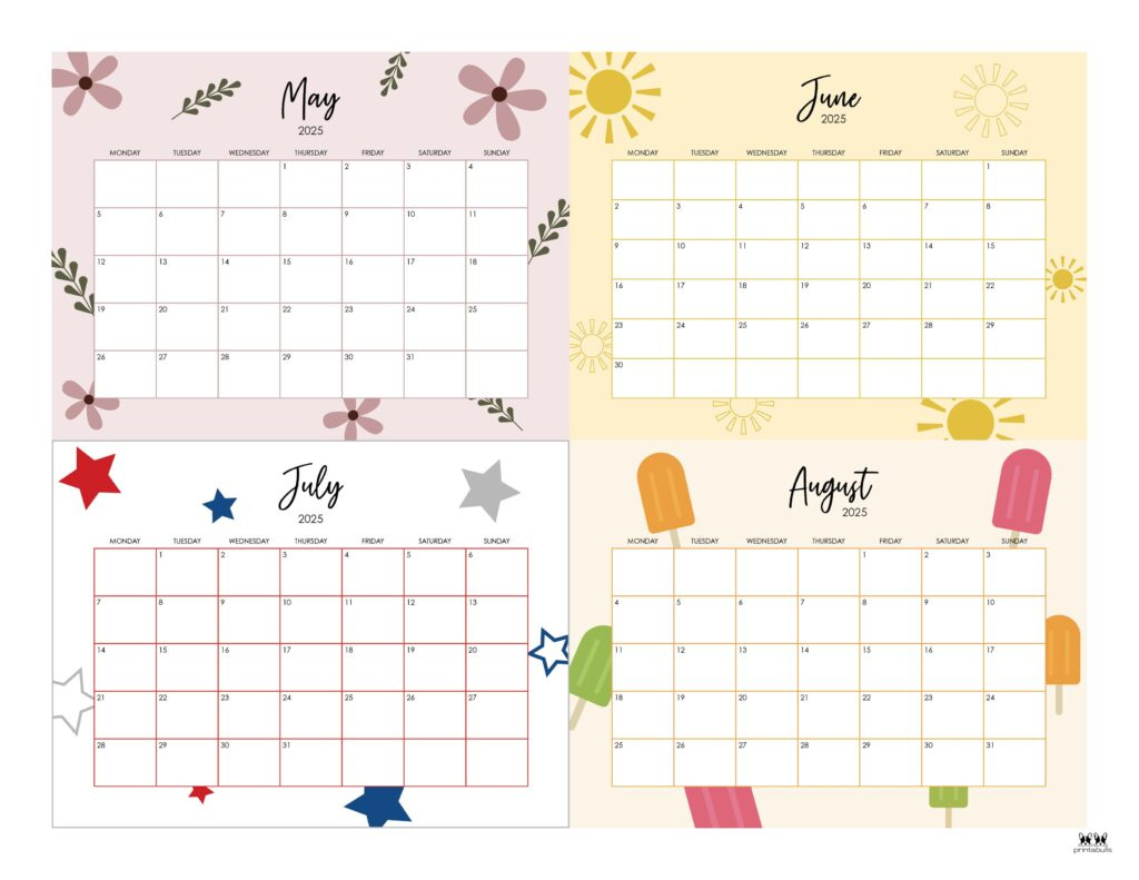 2025 Summer Calendars - 27 Free Printables | Printabulls - Fun Printable Calendar 2025