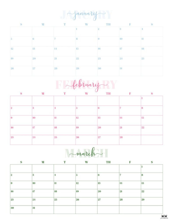 2025 Q1 Calendar Printable