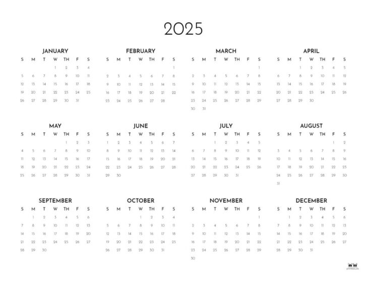 2025 Calendar Weekly Printable