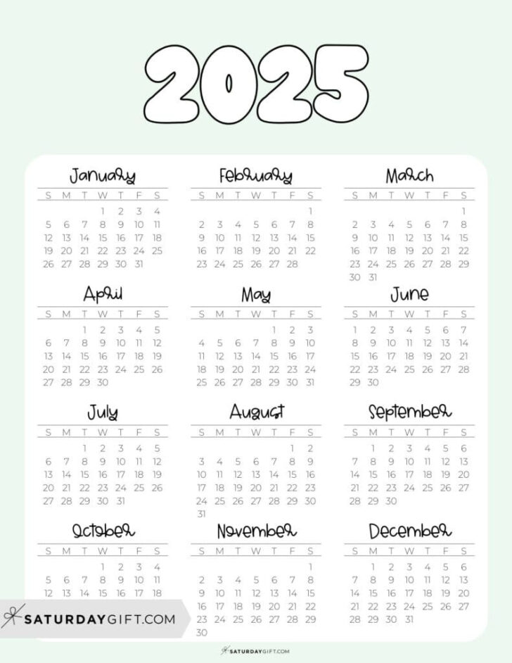 Cute Calendar 2025 Printable