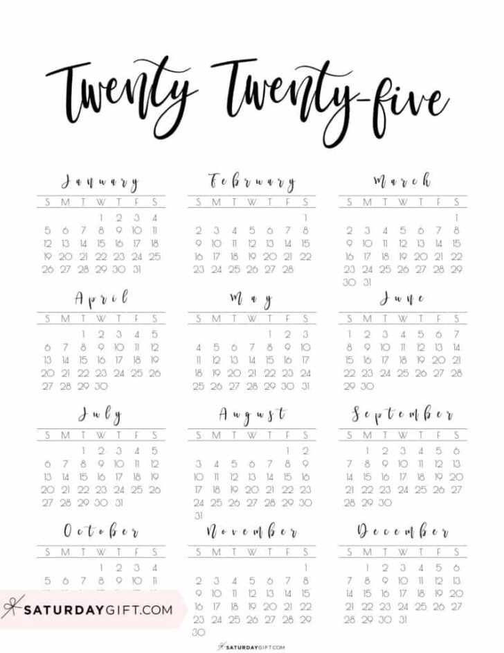 Free Printable 2025 Yearly Calendar