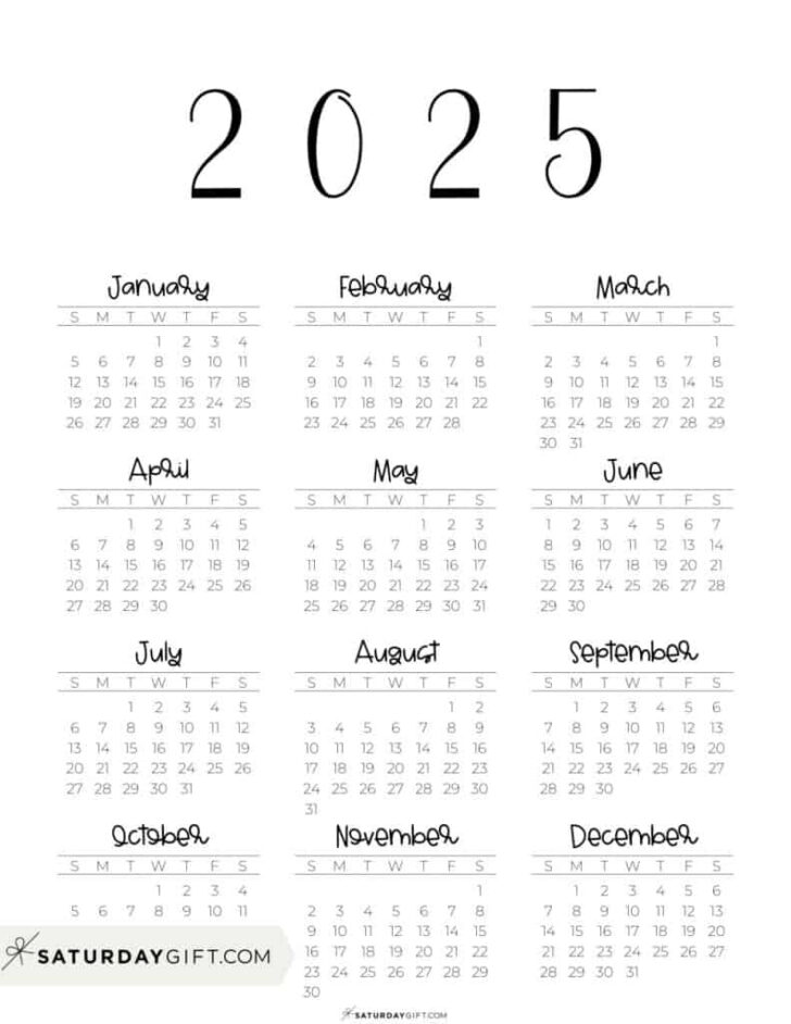 Mini 2025 Calendar Printable