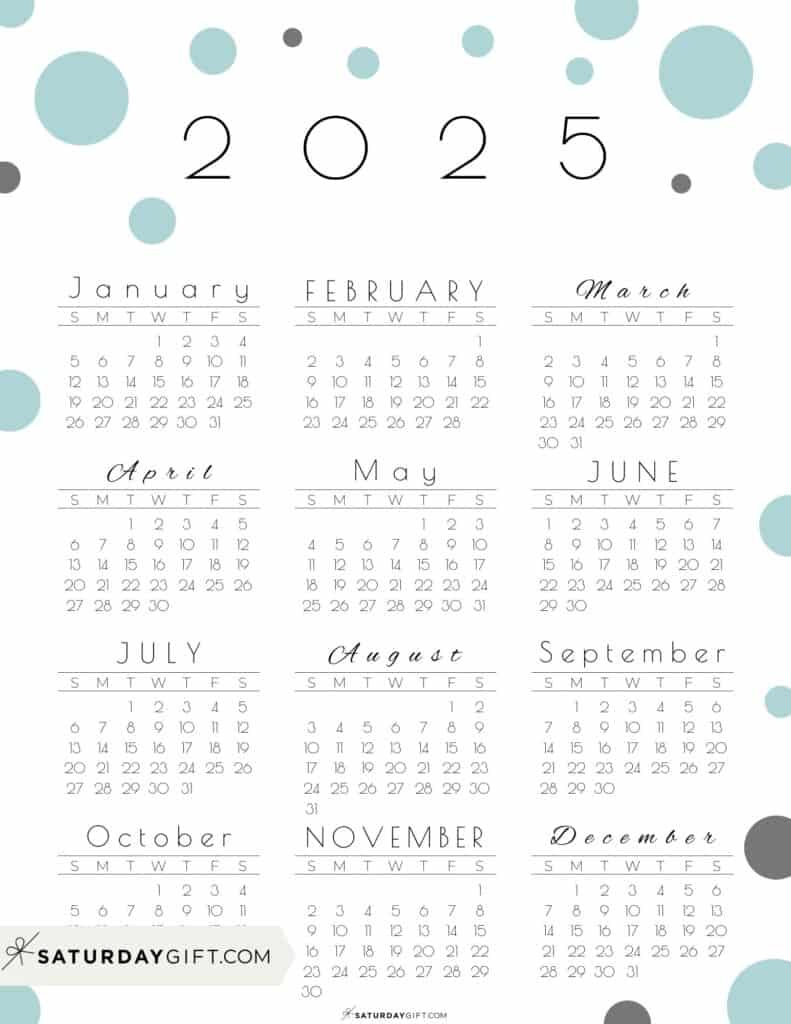2025 Year At A Glance Calendars - 37 Cute And Free Pdfs - Printable Calendar 2025 Pretty