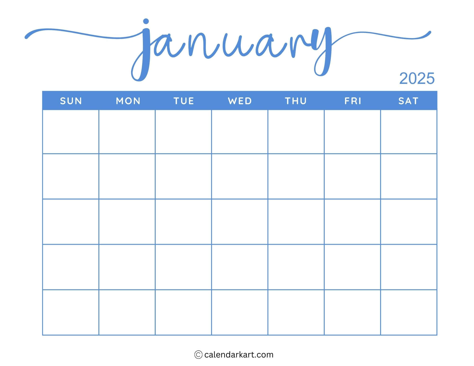 40+ Printable January 2025 Calendars | Free Pdf | Calendarkart - January Free Printable Calendar 2025