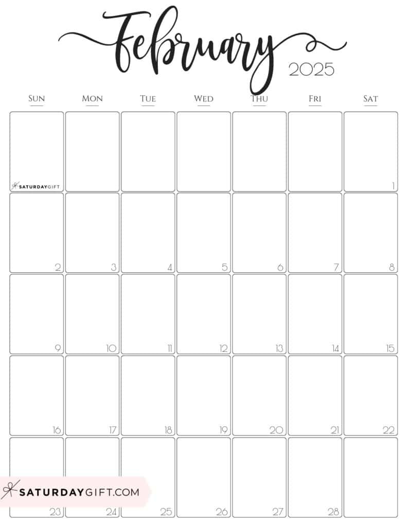 Aesthetic Printable Vertical Calendar 2025Saturday Gift - 2025 Monthly Calendar Printable Portrait
