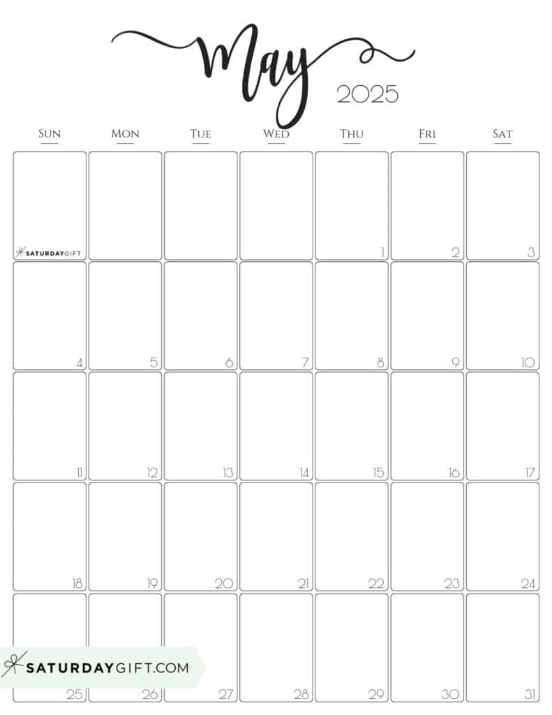 Aesthetic Printable Vertical Calendar 2025Saturday Gift - Printable Calendar 2025 Portrait