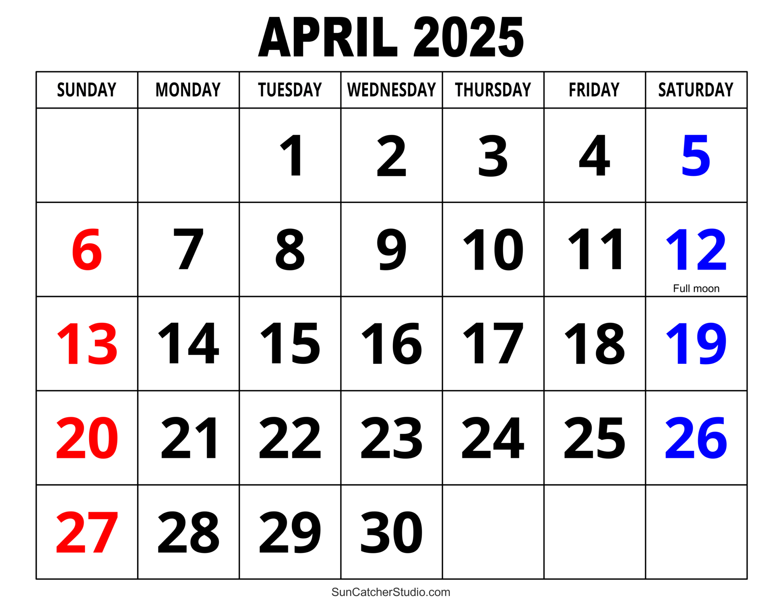 April 2025 Calendar (Free Printable) – Free Printables, Monograms - Printable Calendar 2025 Monthly April
