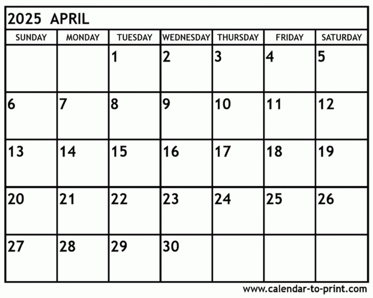May Printable Calendar 2025 April