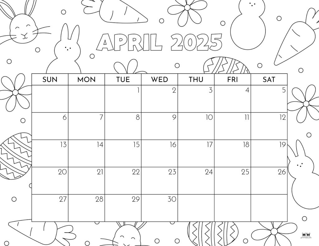 April 2025 Calendars - 107 Free Printables | Printabulls - 2025 Printable Coloring Calendar