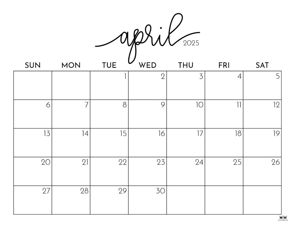 April 2025 Calendars - 107 Free Printables | Printabulls - April Printable Calendar 2025 Free