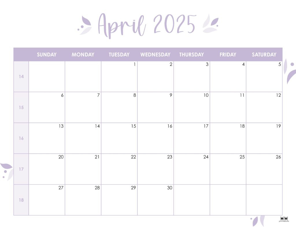 April 2025 Calendars - 107 Free Printables | Printabulls - Printable Calendar 2025 April Month
