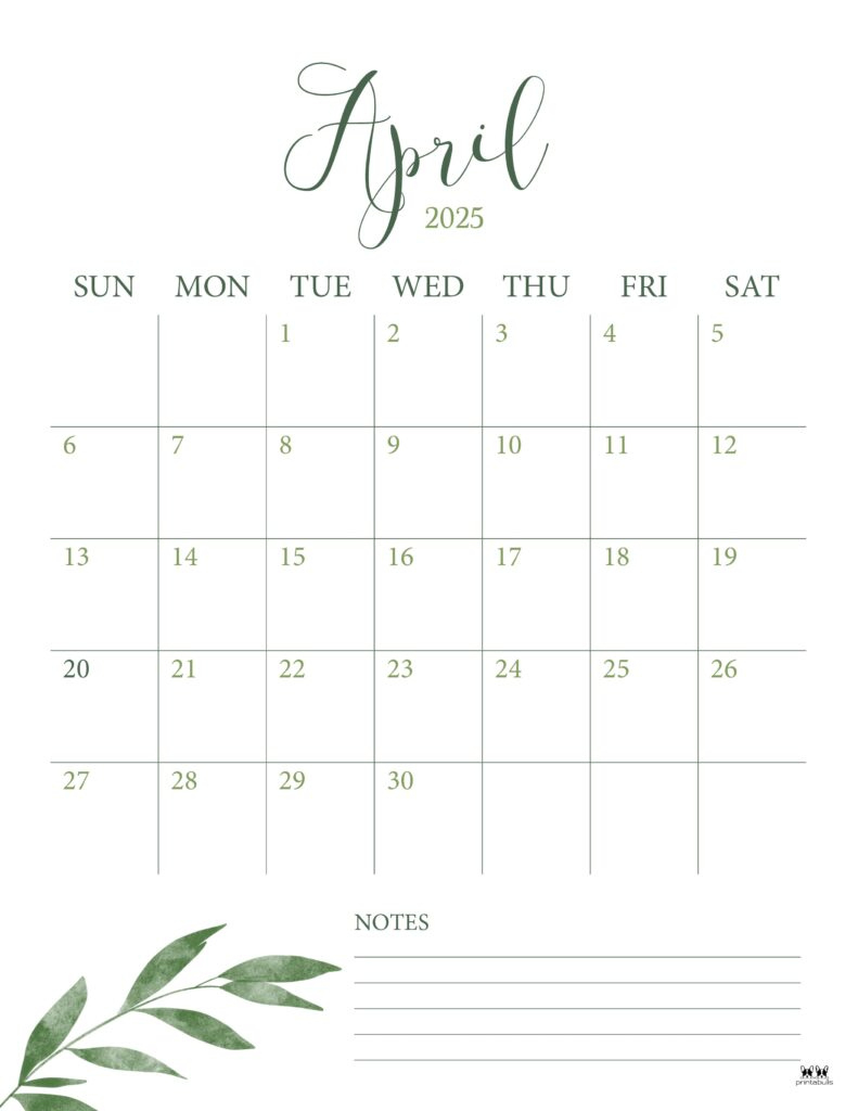 April 2025 Calendars - 107 Free Printables | Printabulls - Printable Calendar 2025 April Month