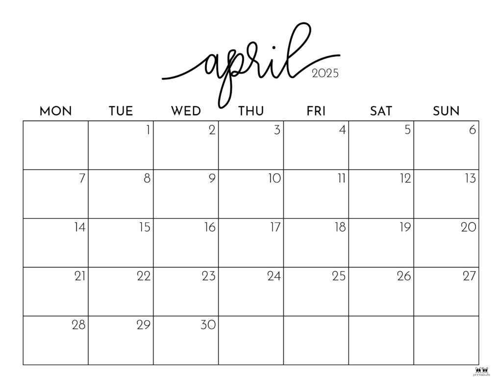 April 2025 Calendars - 107 Free Printables | Printabulls - Printable Calendar 2025 Copy Paste