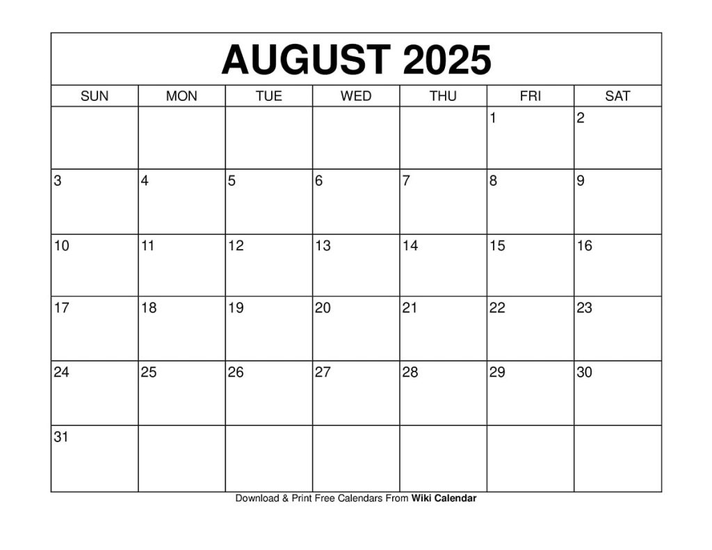 August 2025 Calendar - Printable Templates &amp;amp; More - August 2025 Calendar Printable Wiki
