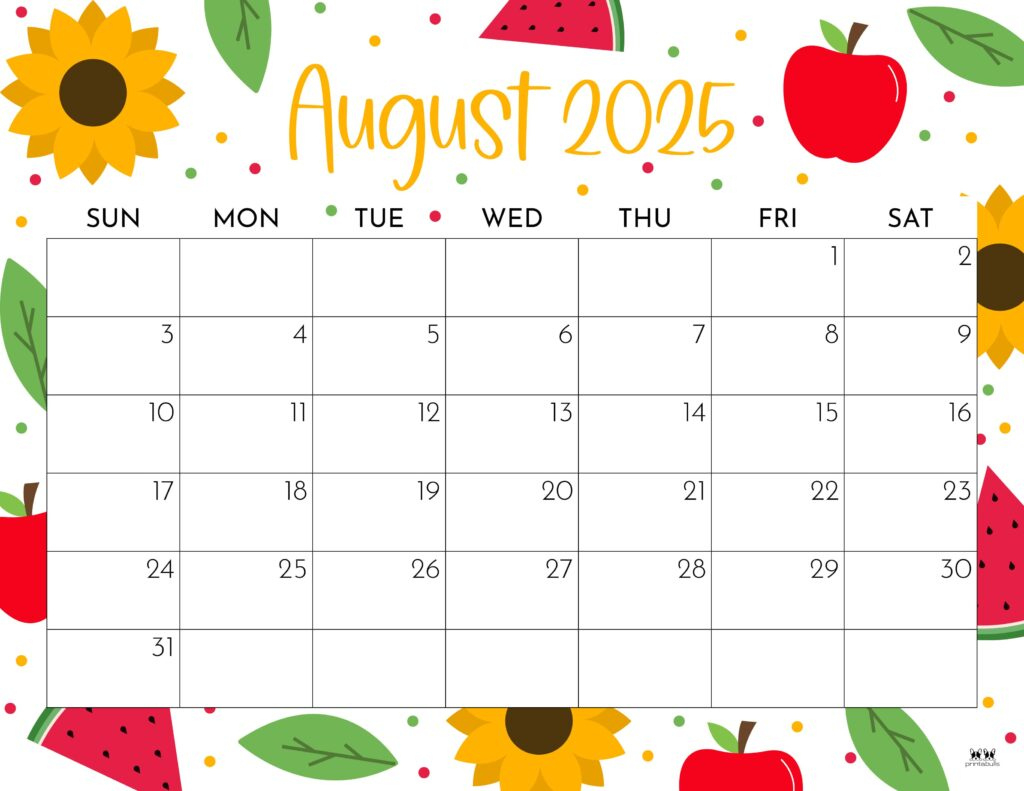 August 2025 Calendars - 107 Free Printables | Printabulls - August Printable Calendar 2025