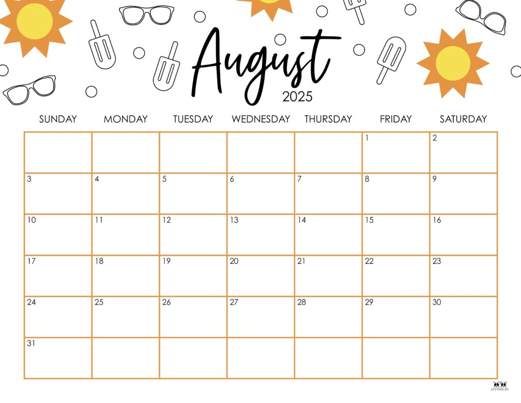 August 2025 Calendars - 107 Free Printables | Printabulls - Printable Calendar 2025 August