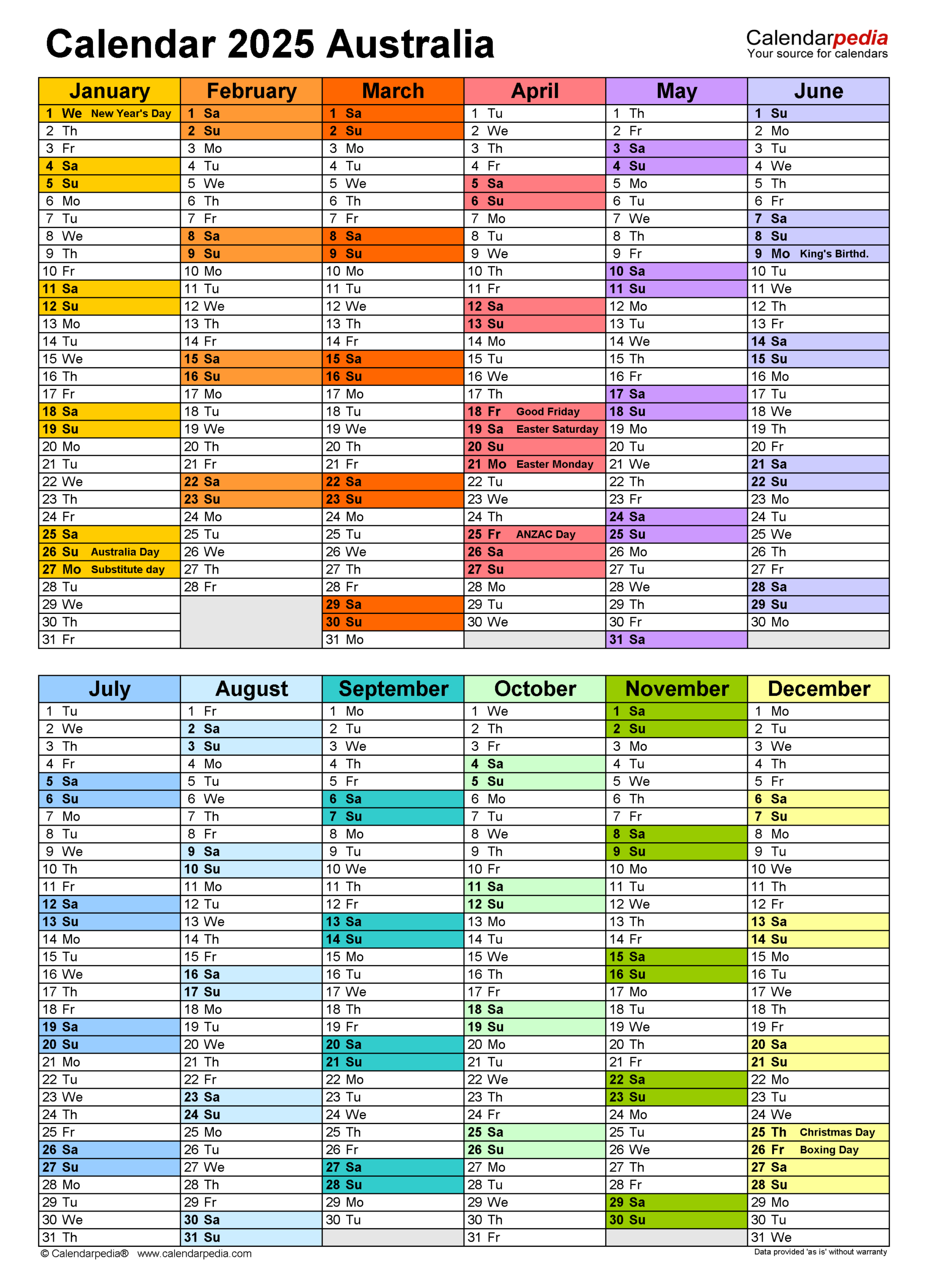 Australia Calendar 2025 - Free Printable Pdf Templates - Printable Calendar 2025 Qld
