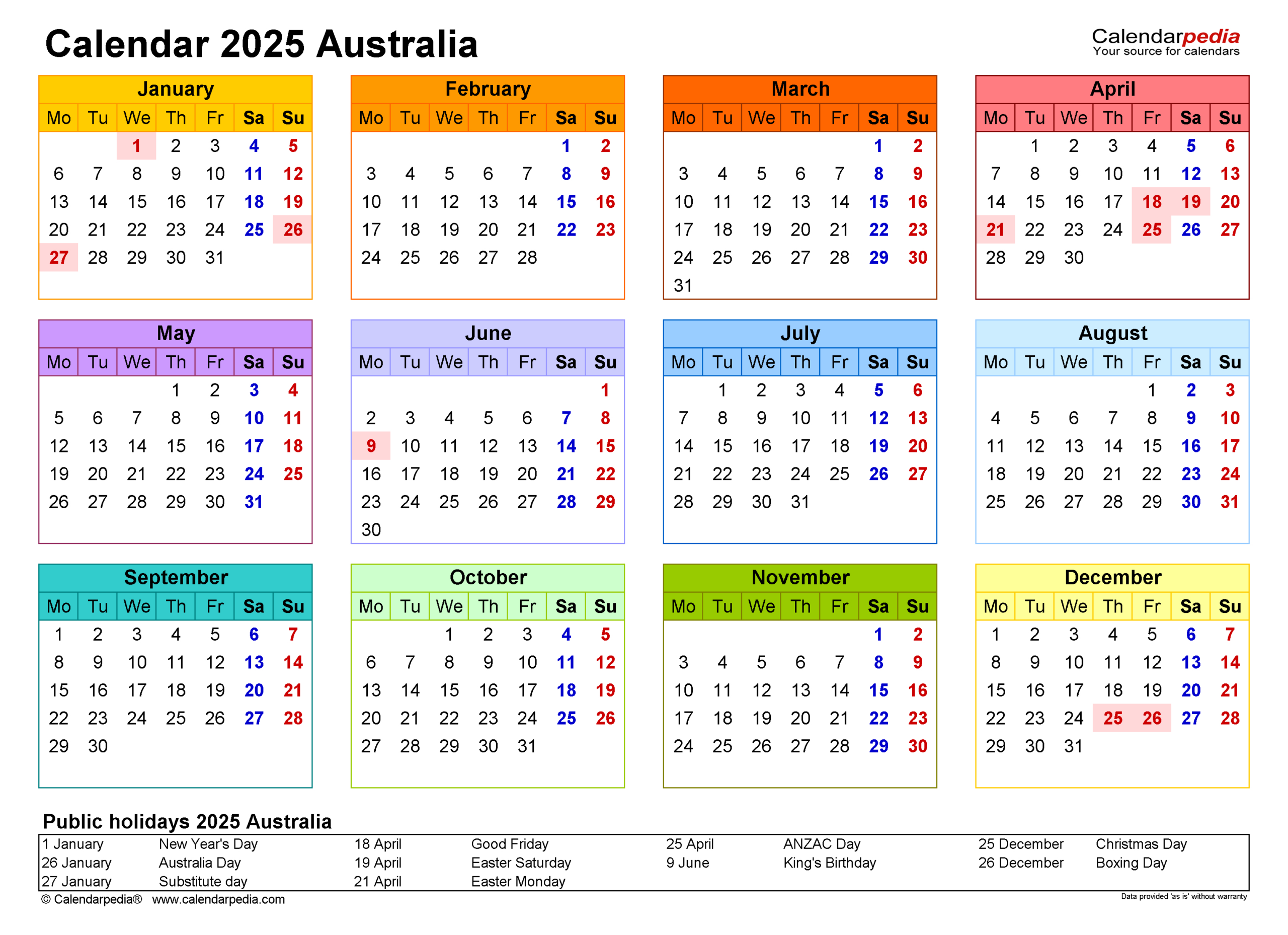 Australia Calendar 2025 - Free Printable Pdf Templates - Printable Calendar 2025 Queensland
