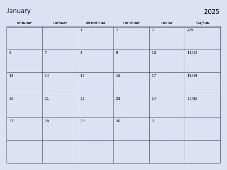 Free Printable Calendar 2025 Monthly Word