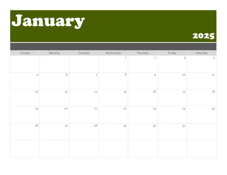 Printable Calendar 2025 Microsoft
