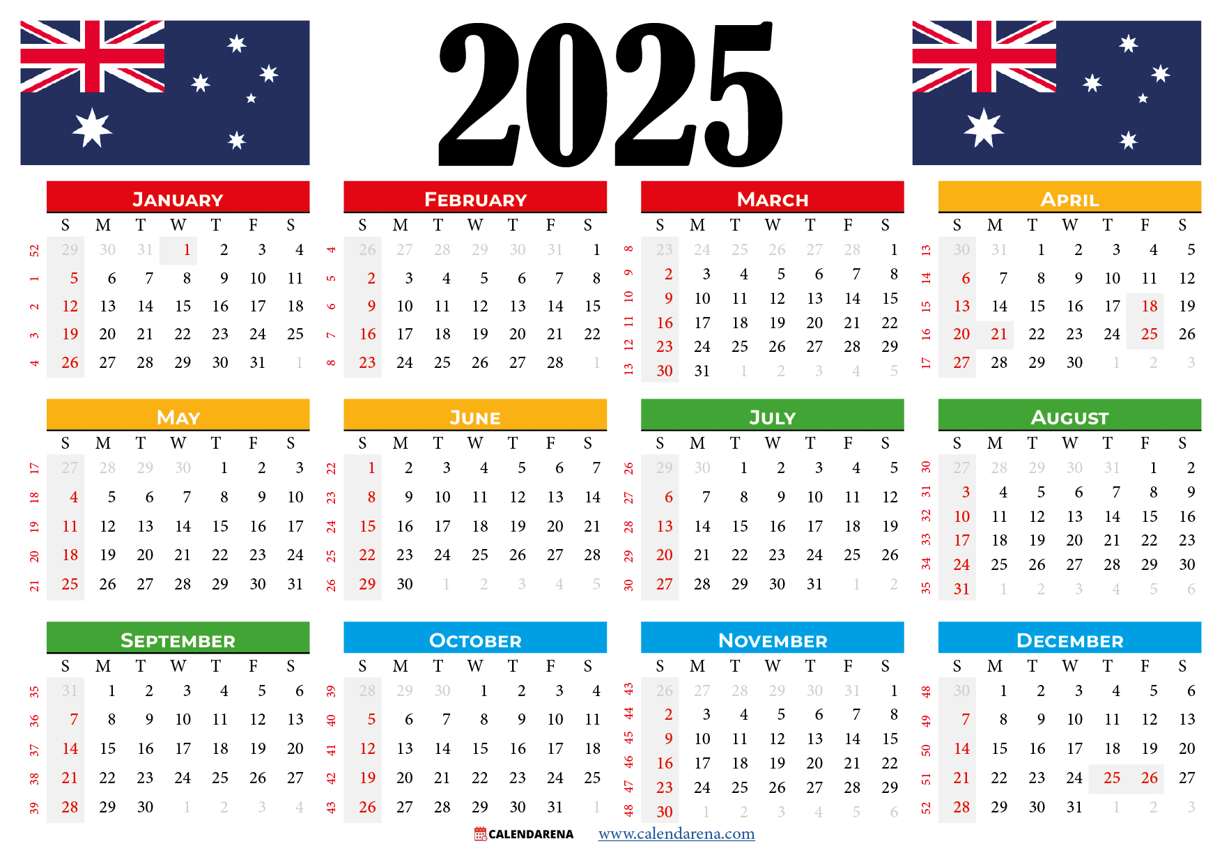 Calendar 2025 Australia With Holidays And Festivals - Printable Calendar 2025 Australia Free