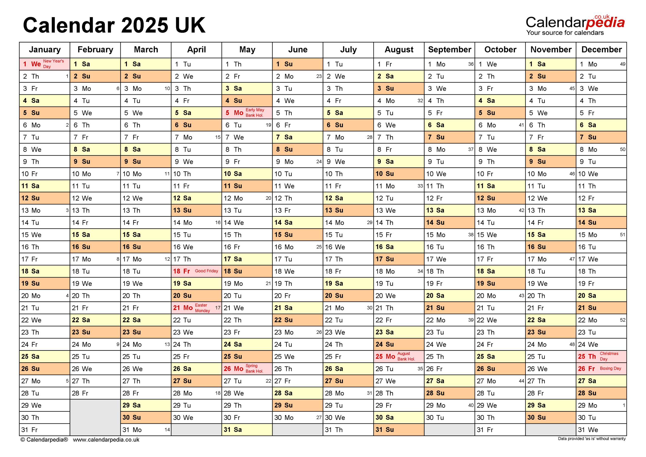 Calendar 2025 (Uk) - Free Printable Microsoft Word Templates - Printable Calendar 2025 Microsoft