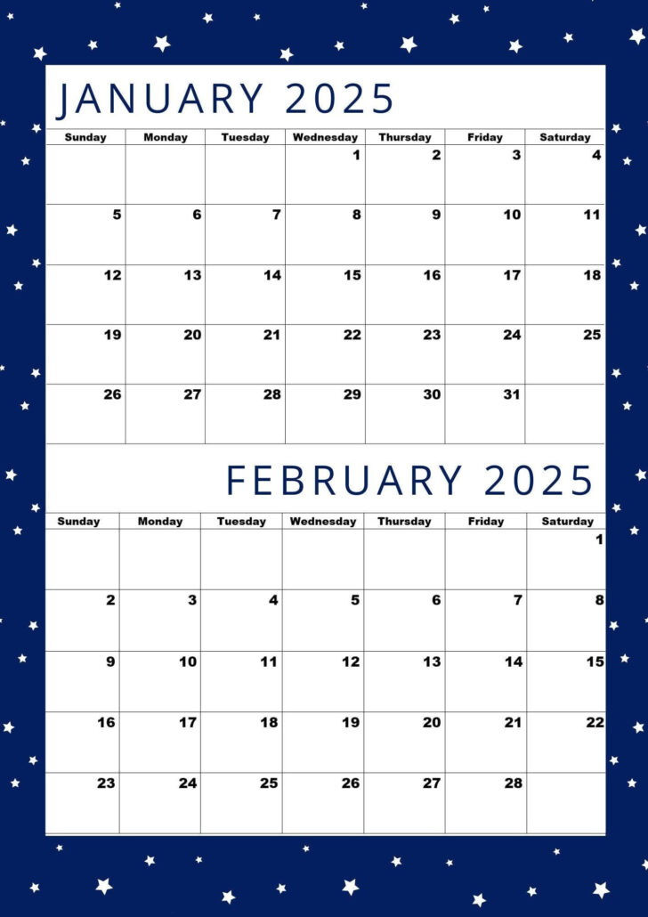 Jan Feb 2025 Calendar Printable