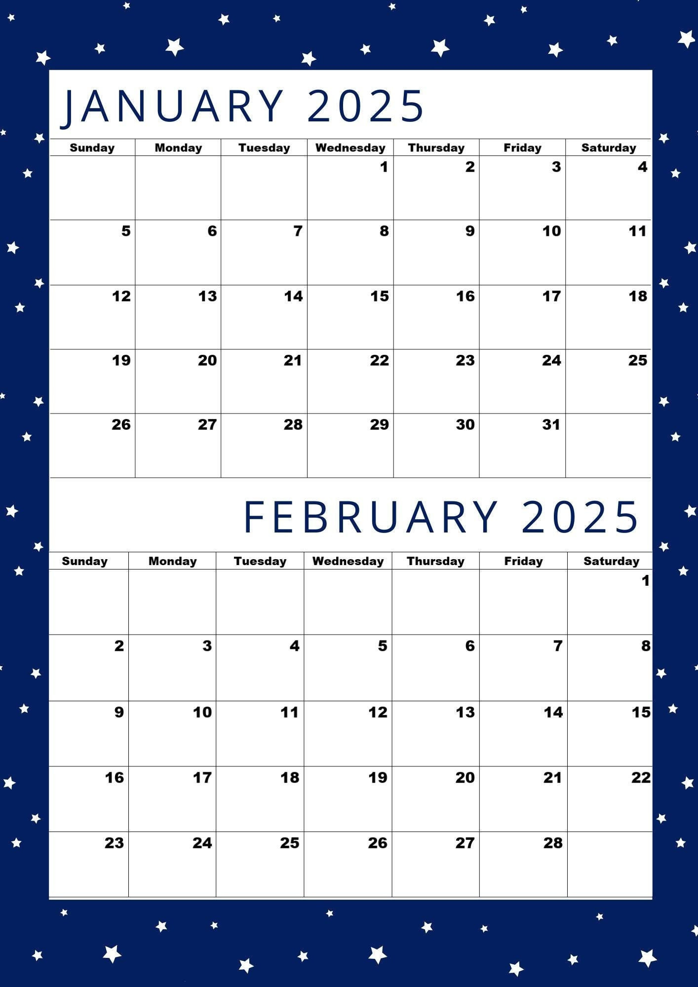 Calendar Printable For January 2025,Calendar Printable For Feb - Jan Feb 2025 Calendar Printable