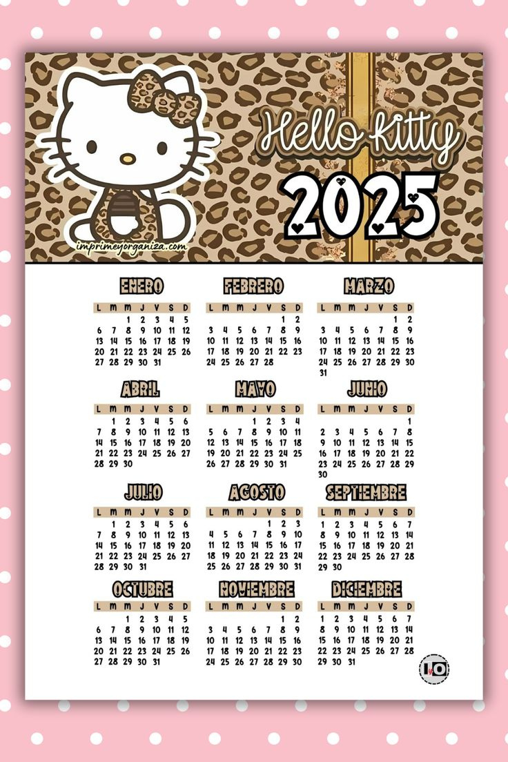 Calendario 2025 Hello Kitty Animal Print - Printable Hello Kitty Calendar 2025