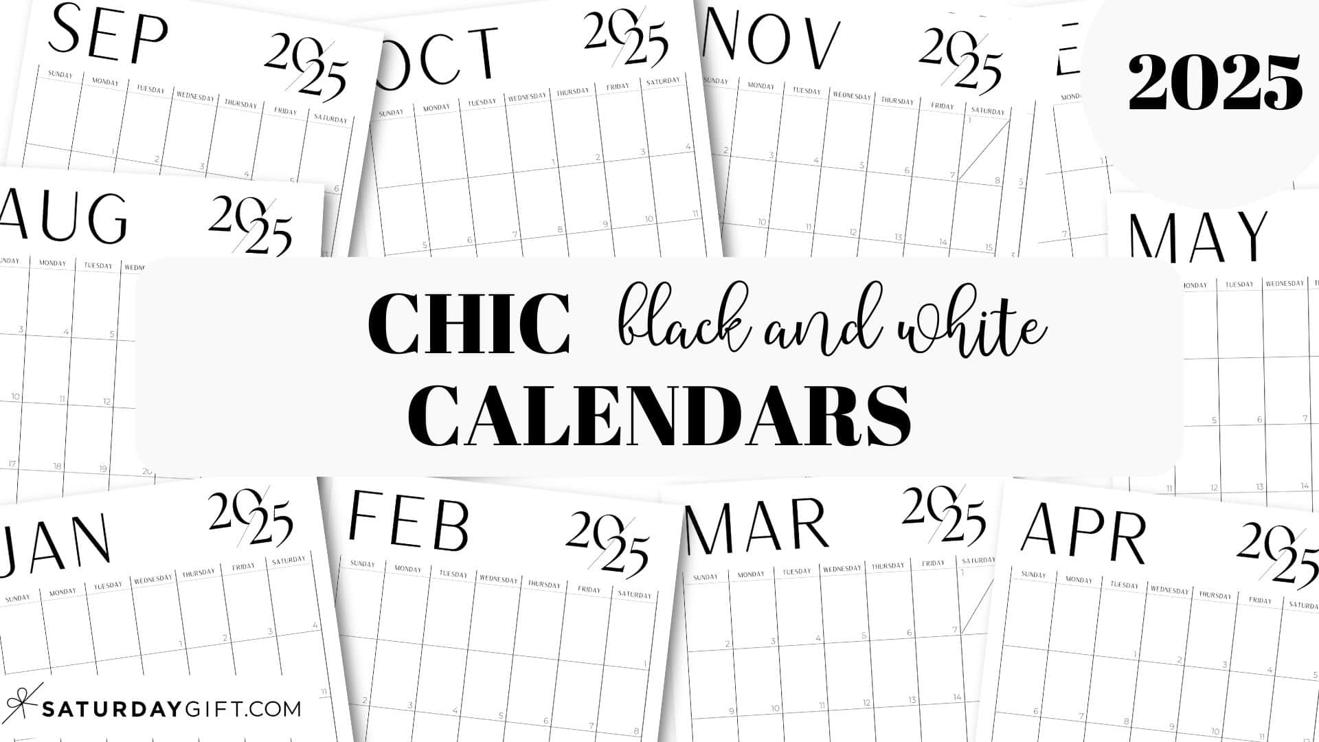 Calendars 2025 - Saturday Gift Printable Calendar 2025