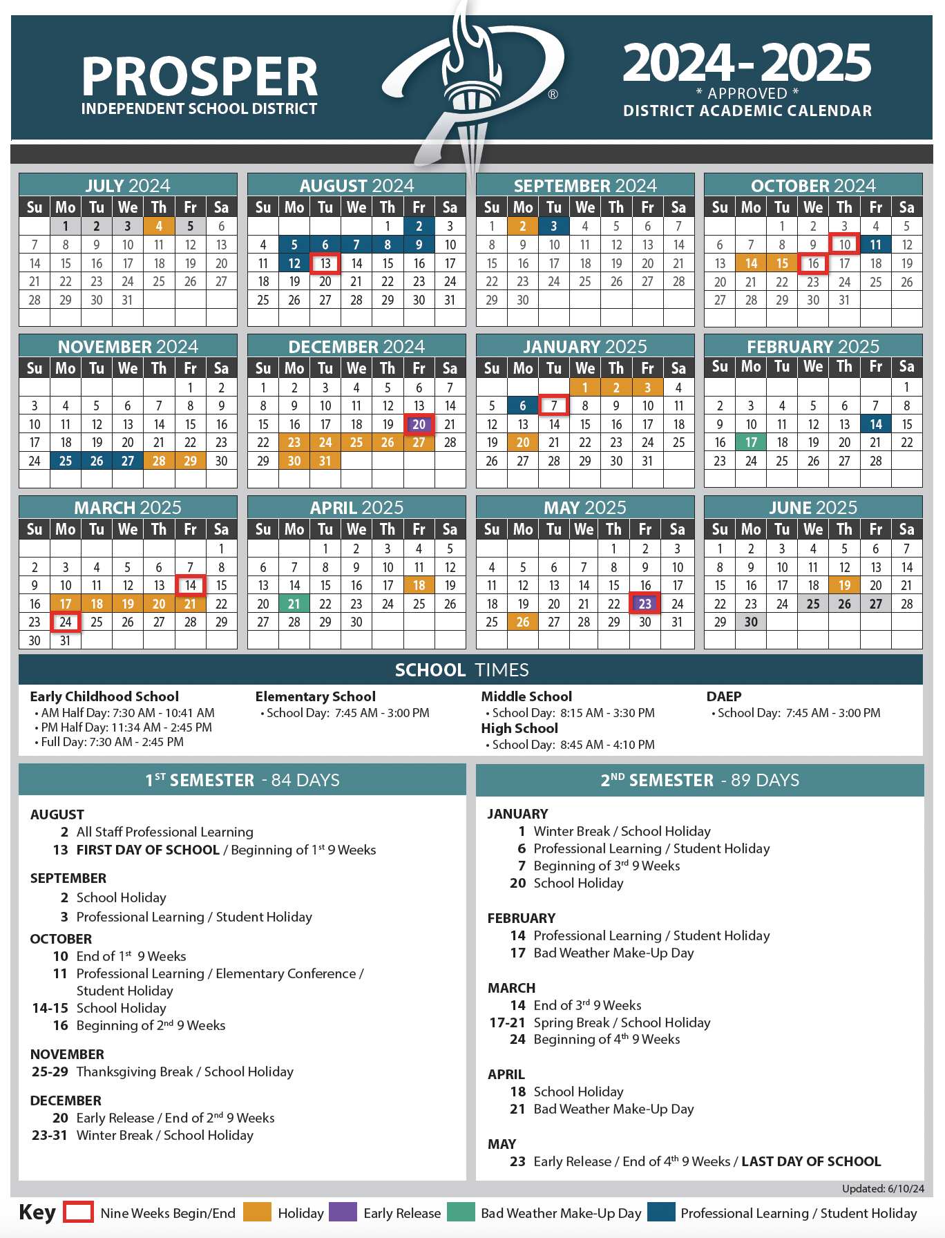 Calendars | Prosper Isd - Prosper Isd 2024 2025 Calendar Printable