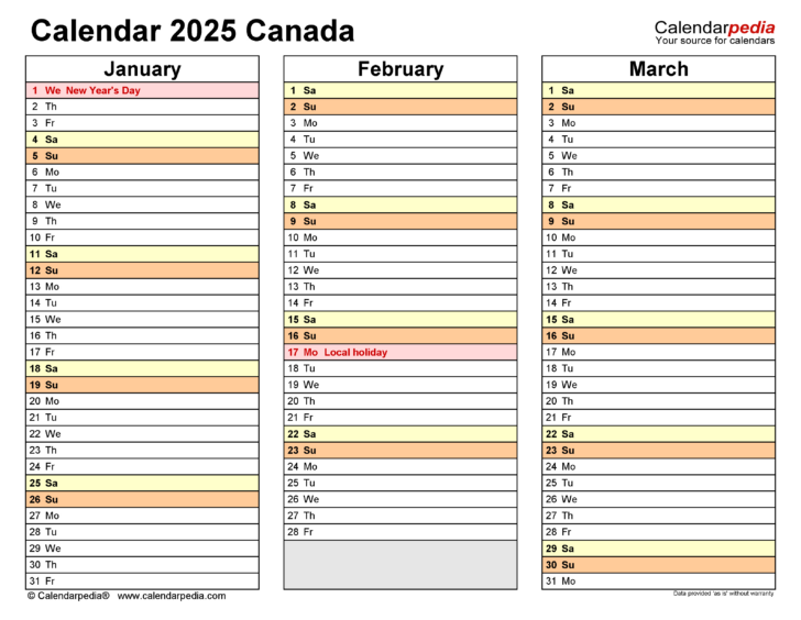 Printable Calendar 2025 Ontario