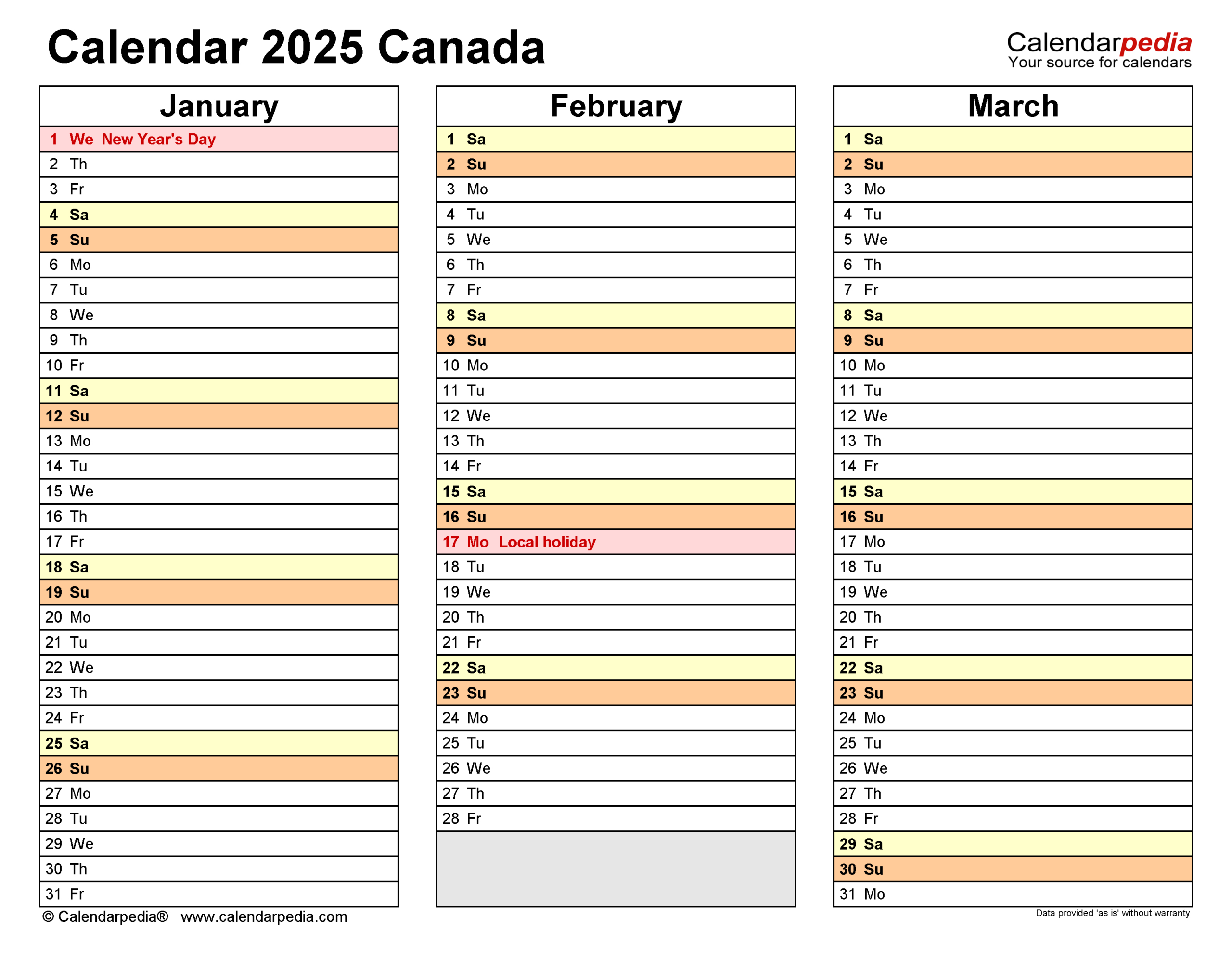 Canada Calendar 2025 - Free Printable Pdf Templates - Printable Calendar 2025 Ontario