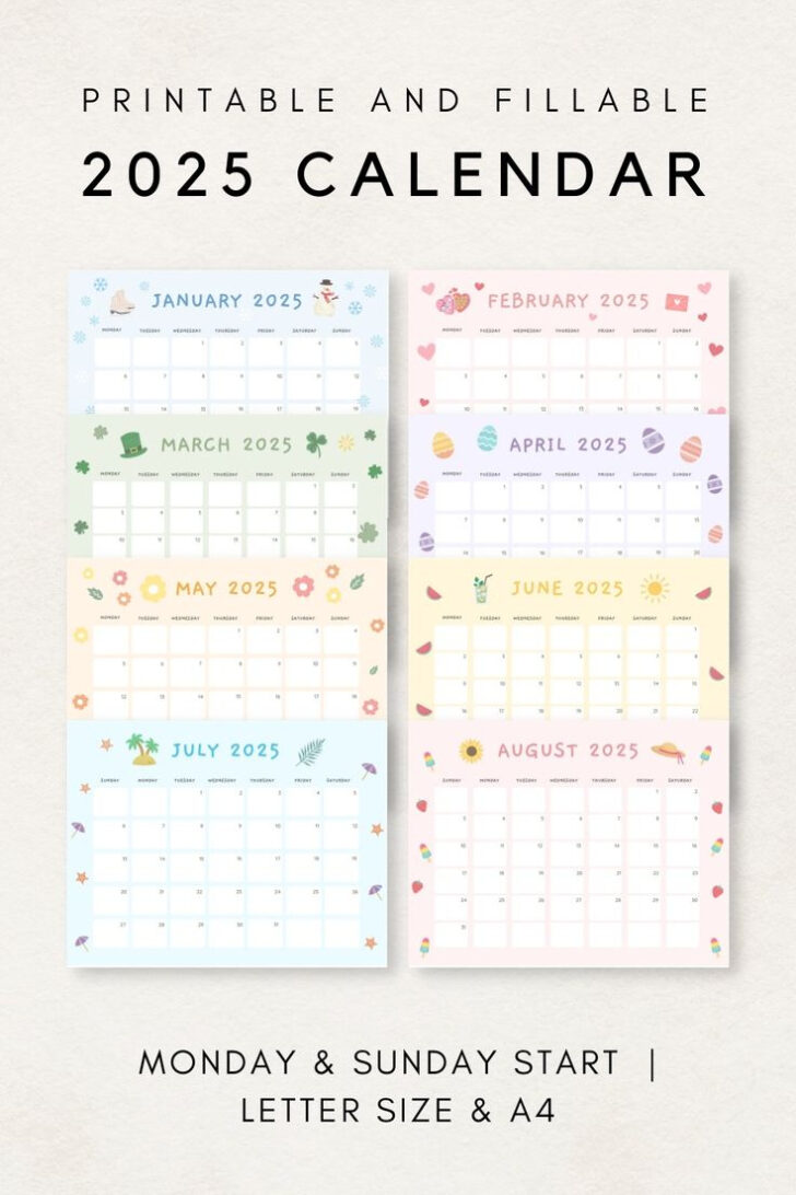 Aesthetic Calendar 2025 Printable
