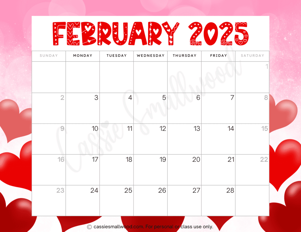 Cute 2025 Free Printable Monthly Calendars - Cassie Smallwood - Fun Printable Calendar 2025