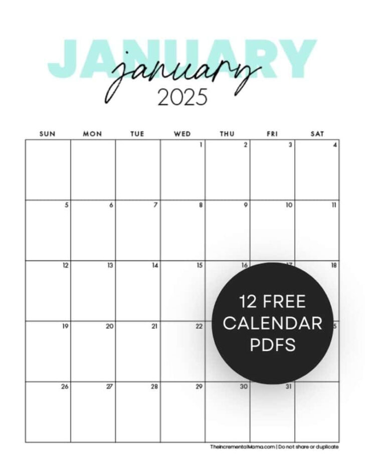 Printable Calendar 2025 Design Template